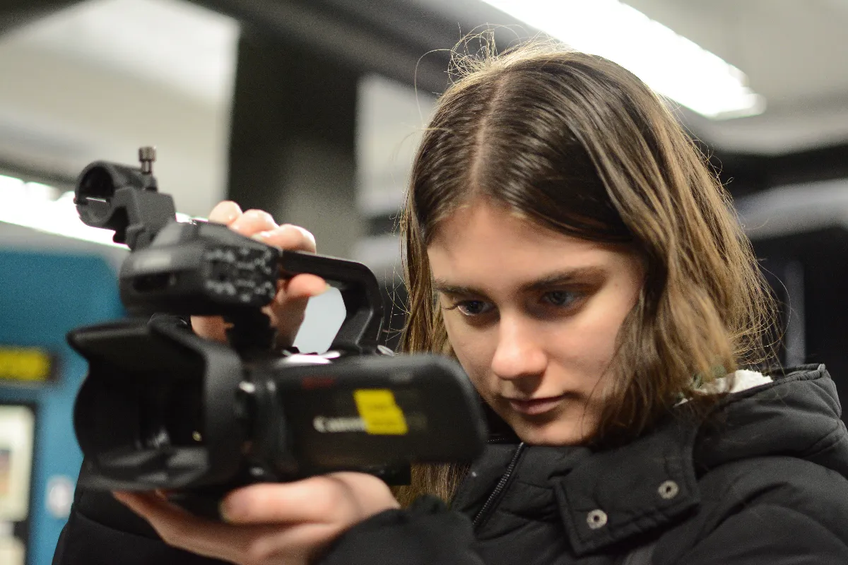 Digital Creative Arts Centre student learning video production through SHSM or co-op program