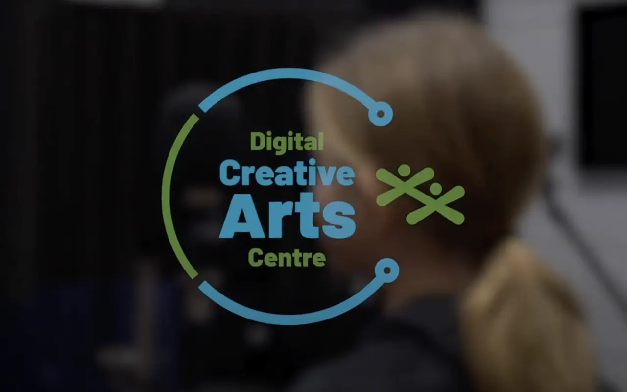 Digital Creative Arts Centre logo on glass