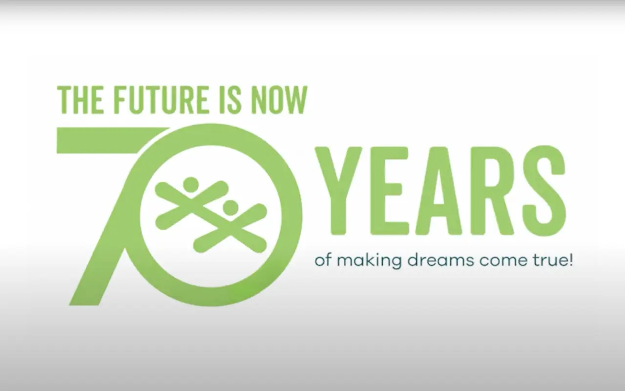 70th anniversary logo: The future is now, making dreams come true!