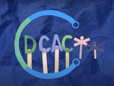 DCAC letters representing experiential learning at a digital creative arts centre.